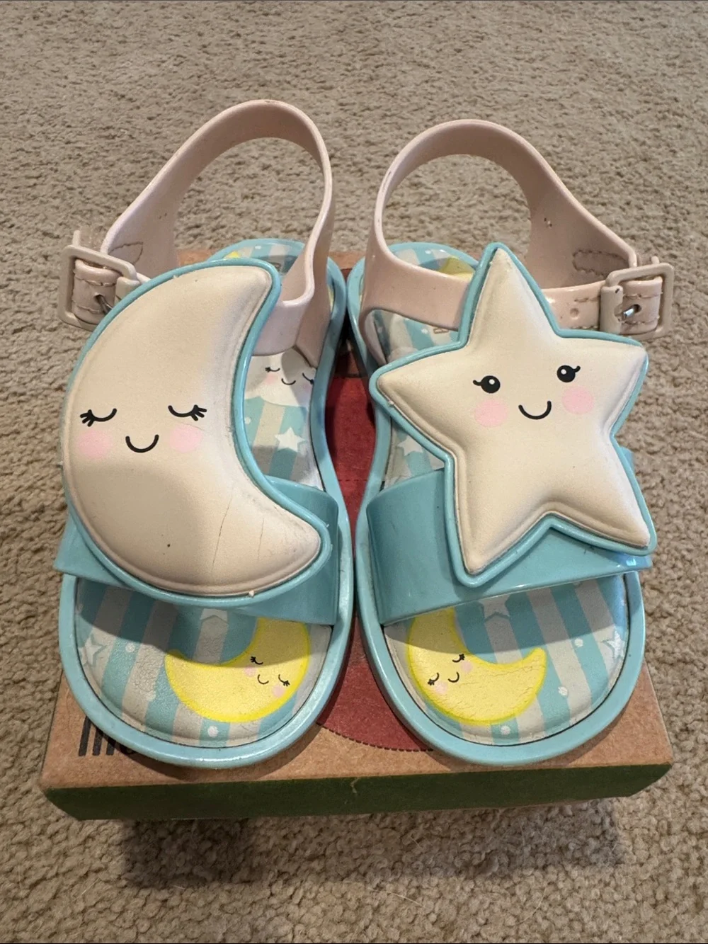Mini Melissa Kids Moon & Star Sandals - Light Blue size 10